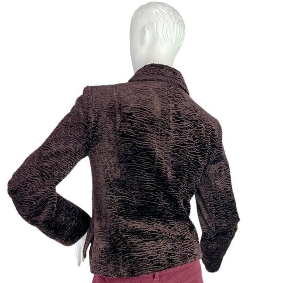 Nanette Lepore Chocolate Brown Crushed Velvet Cropped Evening Jacket Pink Bow 2 - Picture 4 of 14